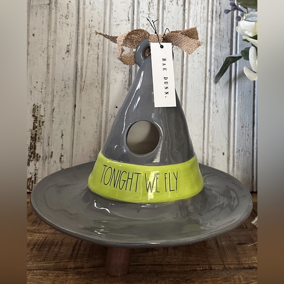 Rae Dunn “Tonight We Fly” Witches Hat Birdhouse - Picture 2 of 3
